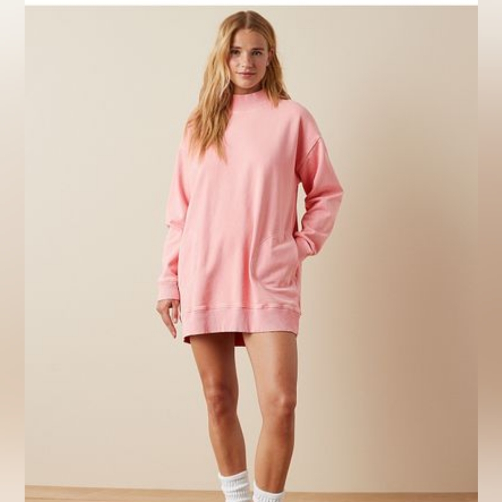 American Eagle XL coral mock neck fleece mini dress